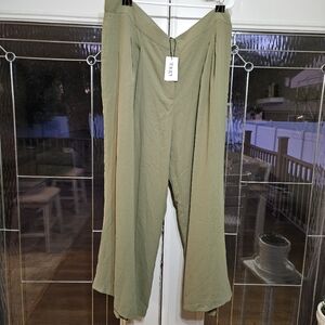 4X Cider Green Wide Leg Slacks